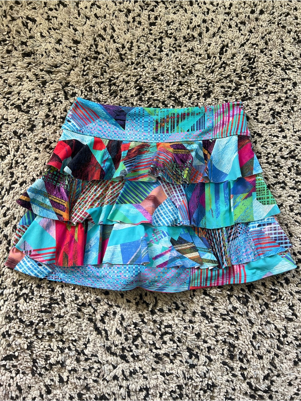 Dona Jo Sport Skirt Skort Multicolor Ruffle Back Tennis Pickleball Womens Size 2